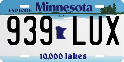 MN license plate 939LUX