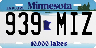 MN license plate 939MIZ