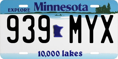 MN license plate 939MYX