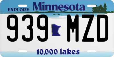 MN license plate 939MZD