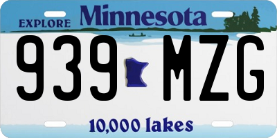 MN license plate 939MZG
