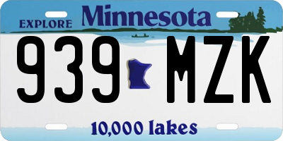 MN license plate 939MZK