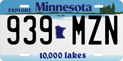 MN license plate 939MZN