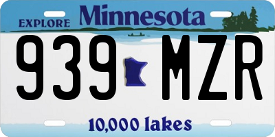 MN license plate 939MZR