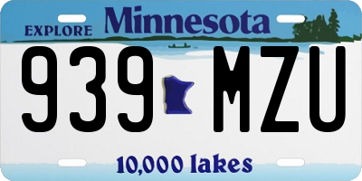MN license plate 939MZU