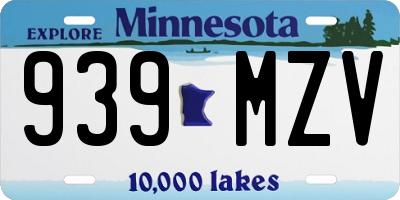 MN license plate 939MZV