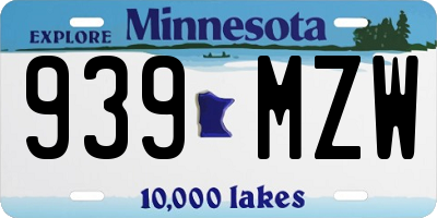 MN license plate 939MZW
