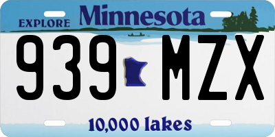 MN license plate 939MZX