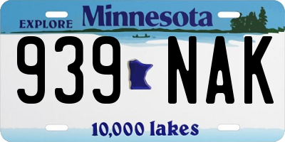 MN license plate 939NAK
