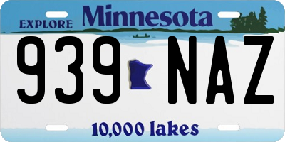 MN license plate 939NAZ