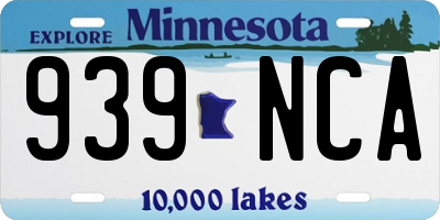 MN license plate 939NCA