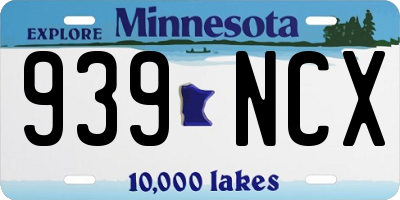 MN license plate 939NCX