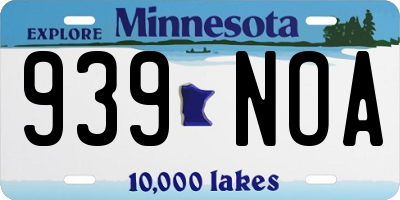 MN license plate 939NOA