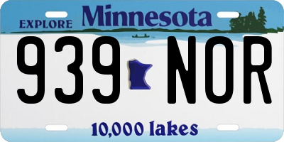 MN license plate 939NOR