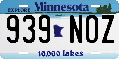 MN license plate 939NOZ