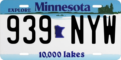 MN license plate 939NYW