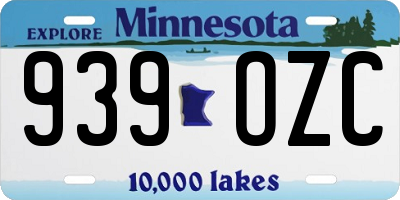 MN license plate 939OZC