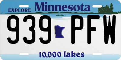 MN license plate 939PFW