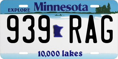 MN license plate 939RAG