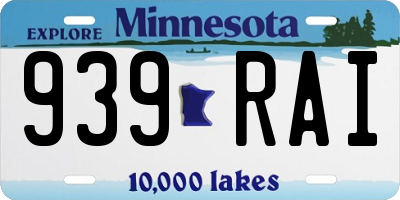 MN license plate 939RAI