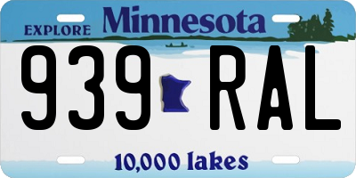 MN license plate 939RAL