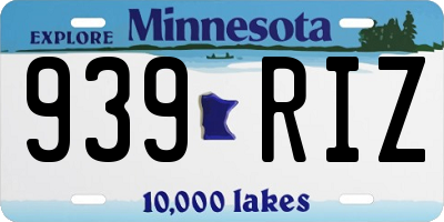 MN license plate 939RIZ