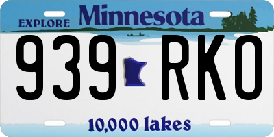 MN license plate 939RKO