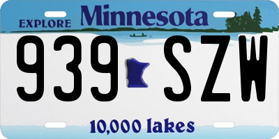 MN license plate 939SZW