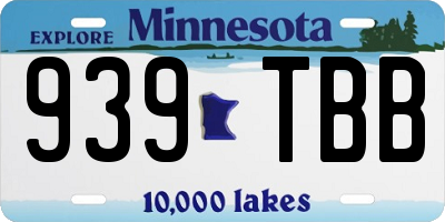 MN license plate 939TBB