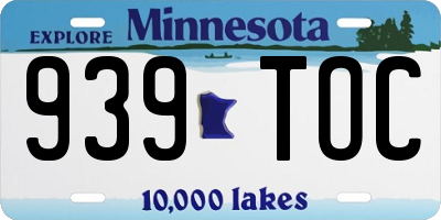 MN license plate 939TOC