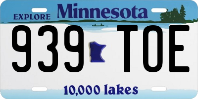 MN license plate 939TOE