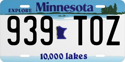 MN license plate 939TOZ