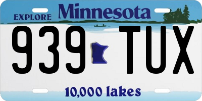 MN license plate 939TUX