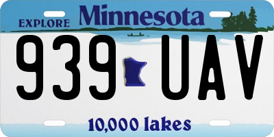 MN license plate 939UAV