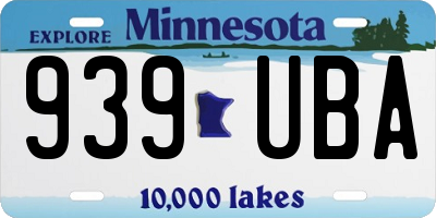 MN license plate 939UBA