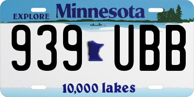 MN license plate 939UBB