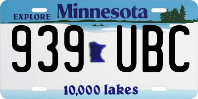 MN license plate 939UBC