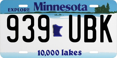 MN license plate 939UBK