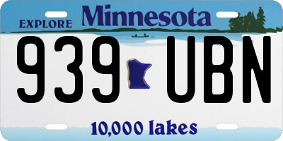 MN license plate 939UBN