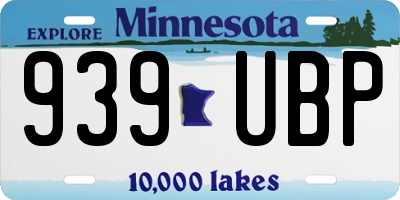 MN license plate 939UBP