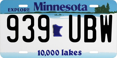 MN license plate 939UBW