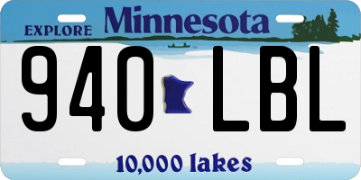MN license plate 940LBL