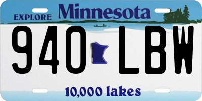MN license plate 940LBW
