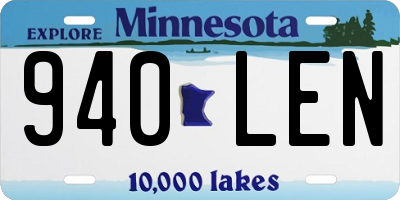MN license plate 940LEN