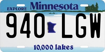 MN license plate 940LGW