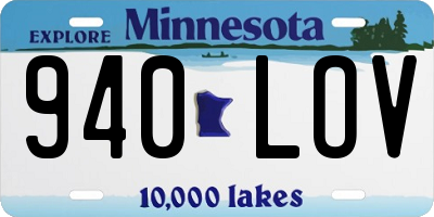 MN license plate 940LOV