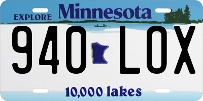 MN license plate 940LOX