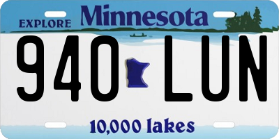MN license plate 940LUN