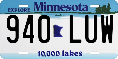 MN license plate 940LUW