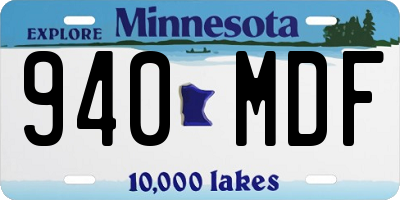 MN license plate 940MDF